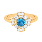 Swiss Blue Topaz Floral Engagement Ring with Moissanite Swiss Blue Topaz - ( AAA ) - Quality - Rosec Jewels