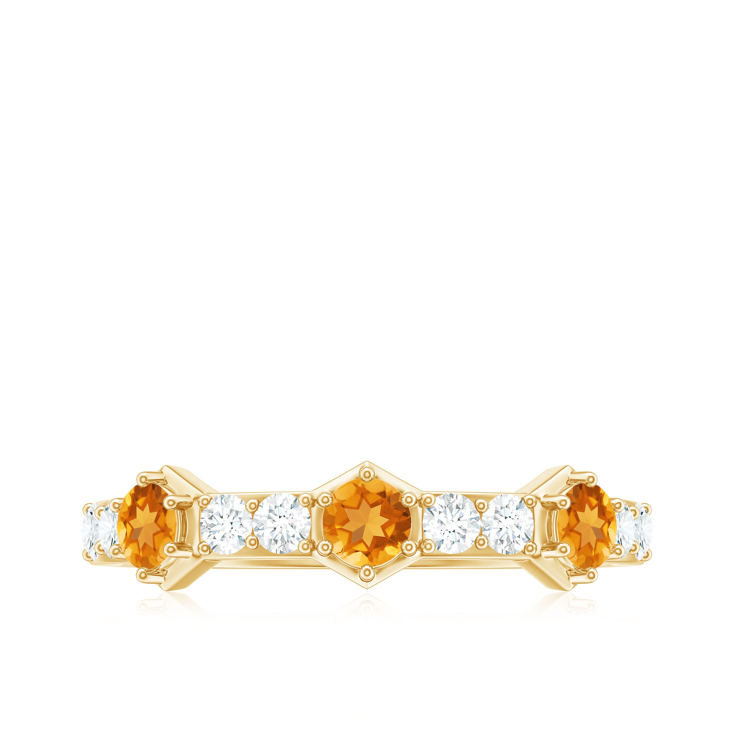 3/4 CT Citrine and Diamond Minimal Half Eternity Ring Citrine - ( AAA ) - Quality - Rosec Jewels