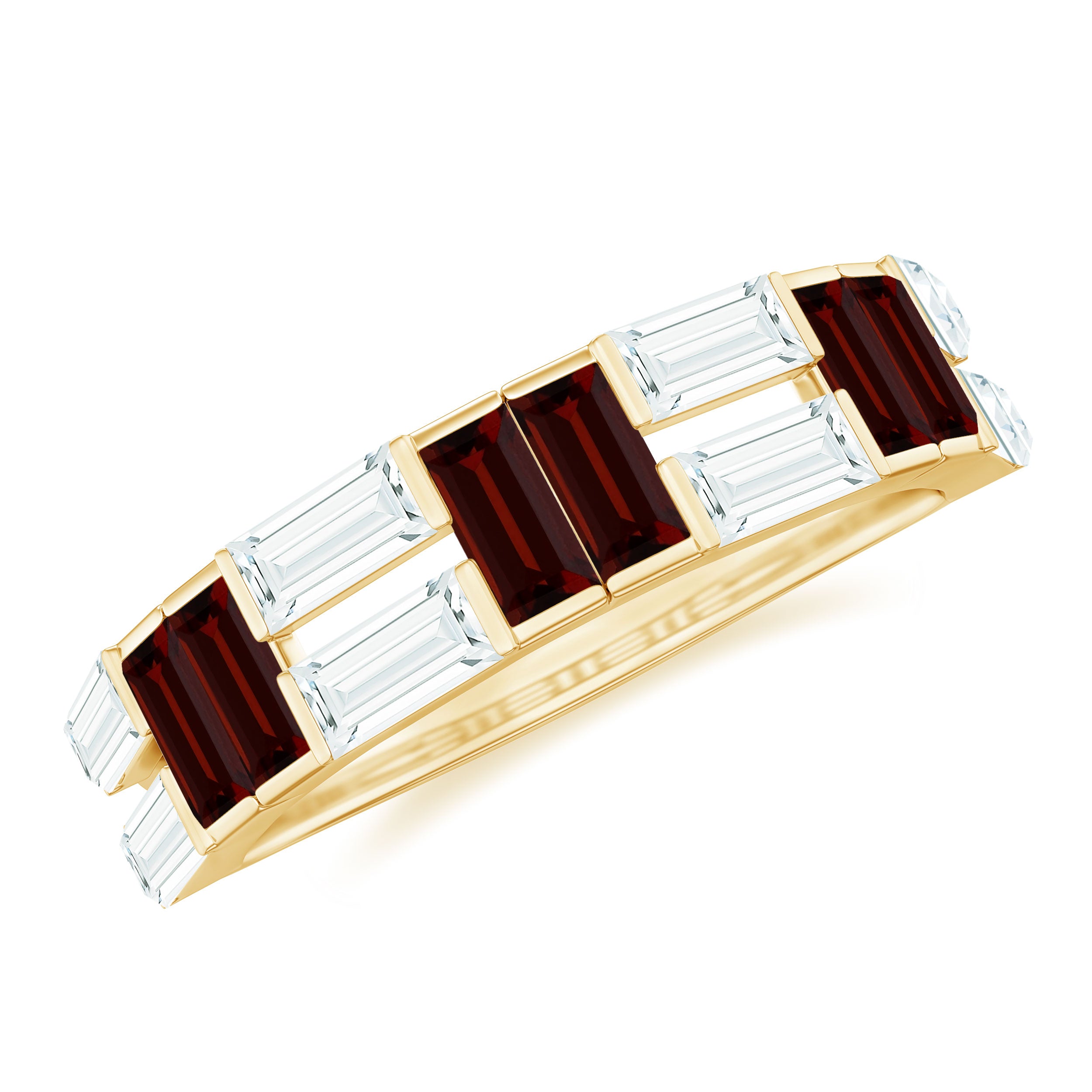 Garnet Baguette Eternity Anniversary Band Ring Garnet - ( AAA ) - Quality - Rosec Jewels