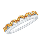 Citrine and Diamond Crown Style Half Eternity Ring Citrine - ( AAA ) - Quality - Rosec Jewels