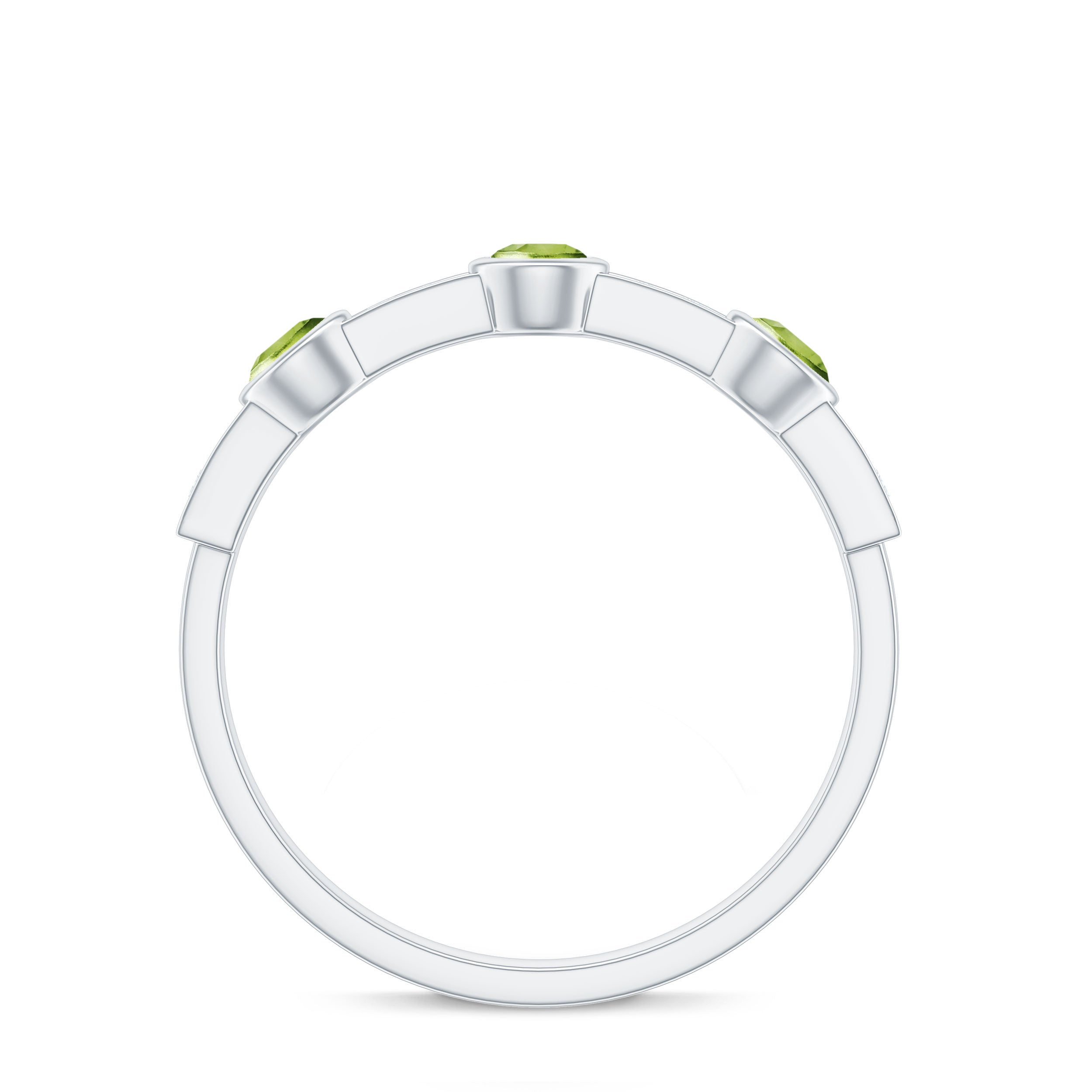 Peridot and Diamond Minimal Half Eternity Ring Peridot - ( AAA ) - Quality - Rosec Jewels