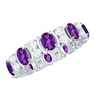 Oval Cut Amethyst and Moissanite Eternity Ring Amethyst - ( AAA ) - Quality - Rosec Jewels