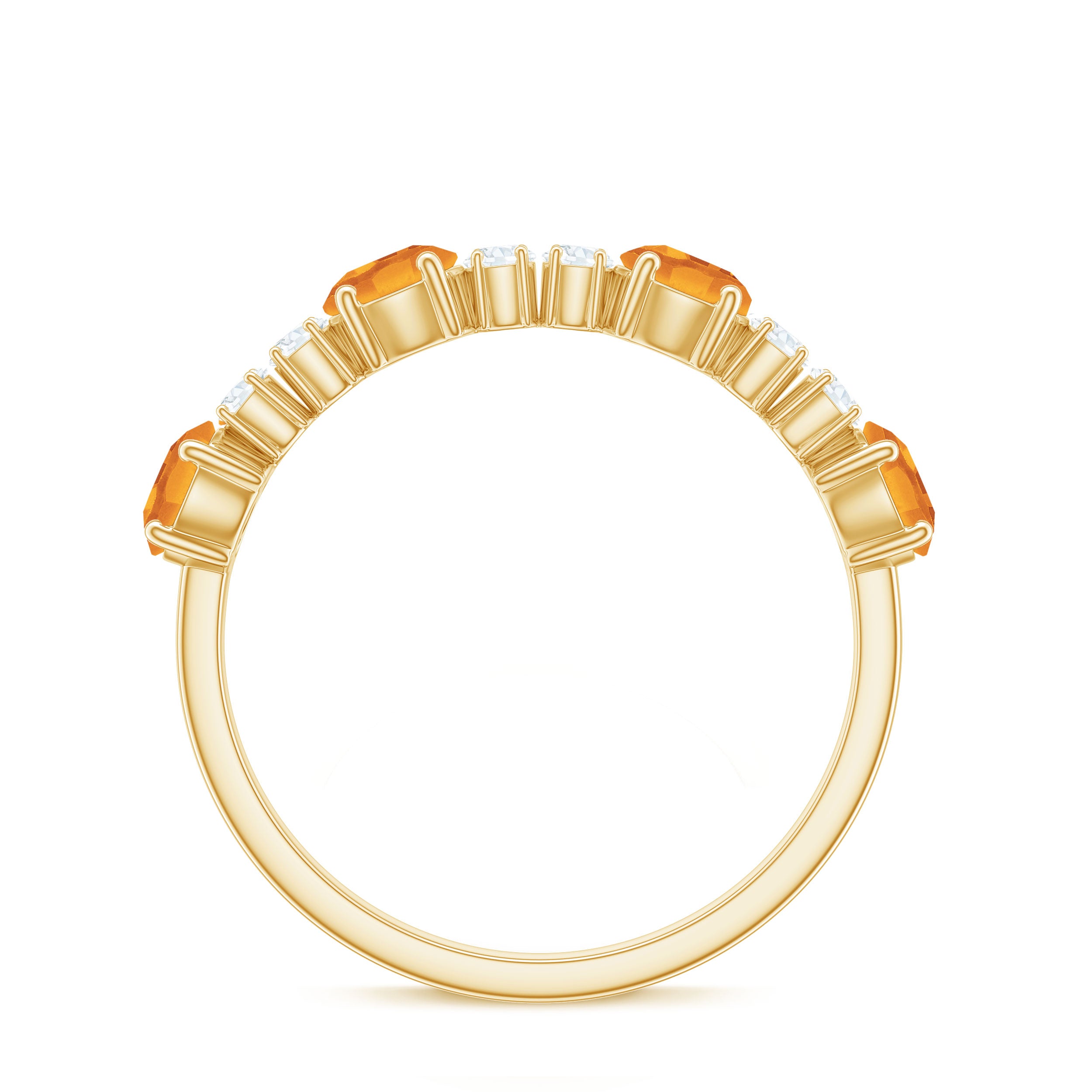 Natural Citrine and Diamond Alternate Style Eternity Anniversary Ring Citrine - ( AAA ) - Quality - Rosec Jewels