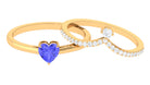 Heart Shape Tanzanite Solitaire Ring Set with Diamond Tanzanite - ( AAA ) - Quality - Rosec Jewels