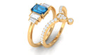 Certified London Blue Topaz and Diamond Wedding Ring Set London Blue Topaz - ( AAA ) - Quality - Rosec Jewels