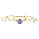 Pear Cut Tanzanite Trio Wedding Ring Set with Diamond Tanzanite - ( AAA ) - Quality - Rosec Jewels