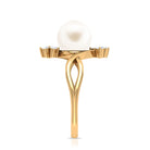 Freshwater Pearl Solitaire Ring with Diamond Trio Freshwater Pearl - ( AAA ) - Quality - Rosec Jewels