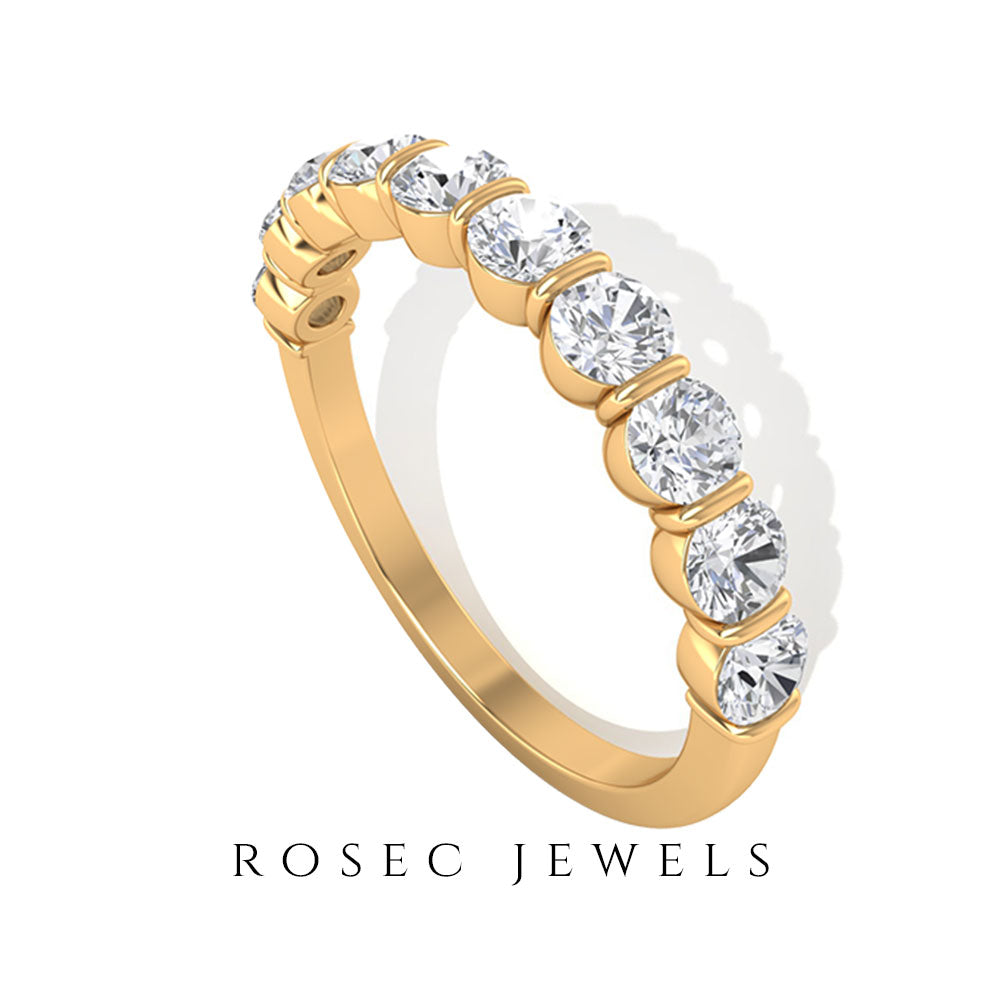 1.25 CT Diamond Eternity Ring in Bar Setting Diamond - ( HI-SI ) - Color and Clarity - Rosec Jewels