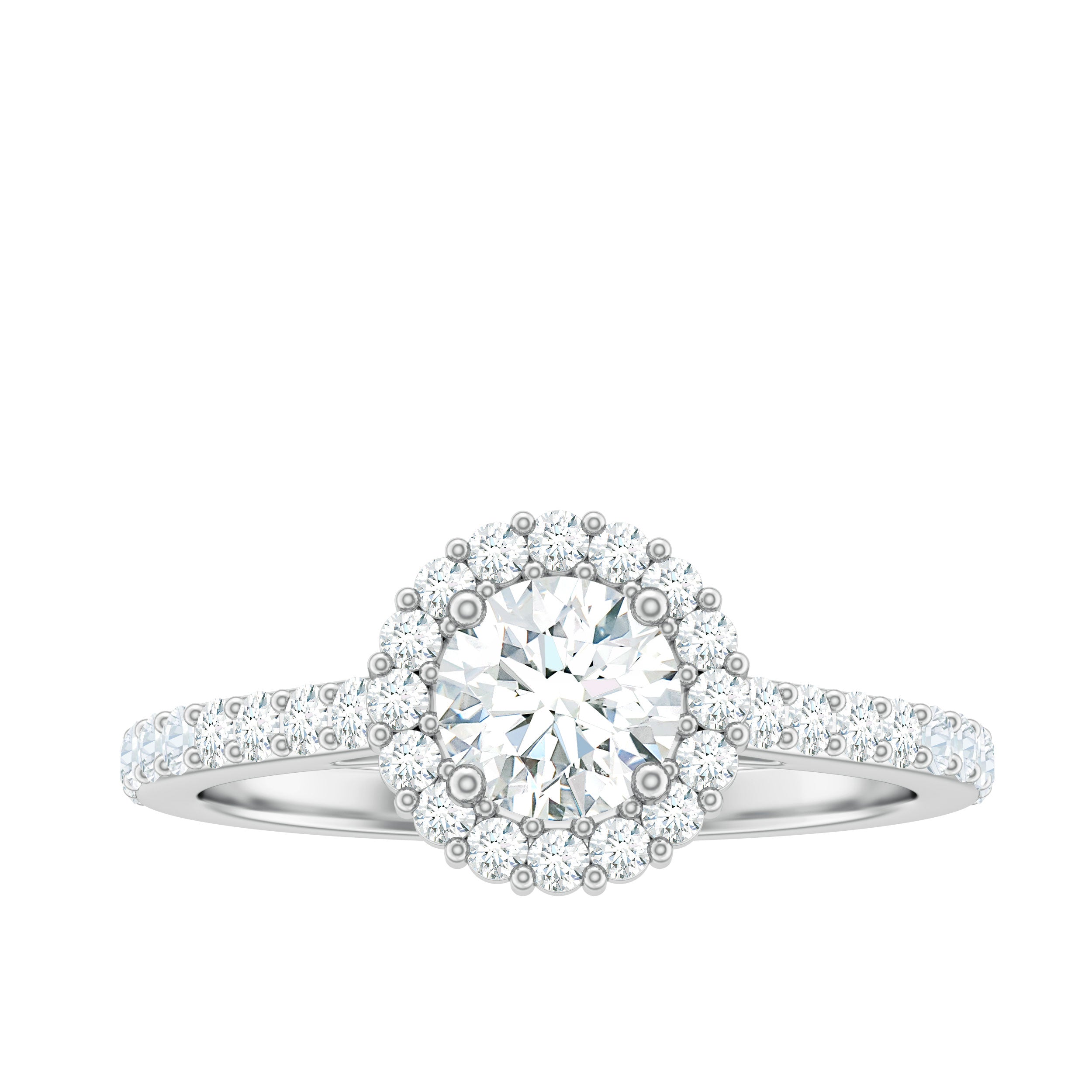 2.75 CT Classic Moissanite Halo Engagement Ring Moissanite - ( D-VS1 ) - Color and Clarity - Rosec Jewels