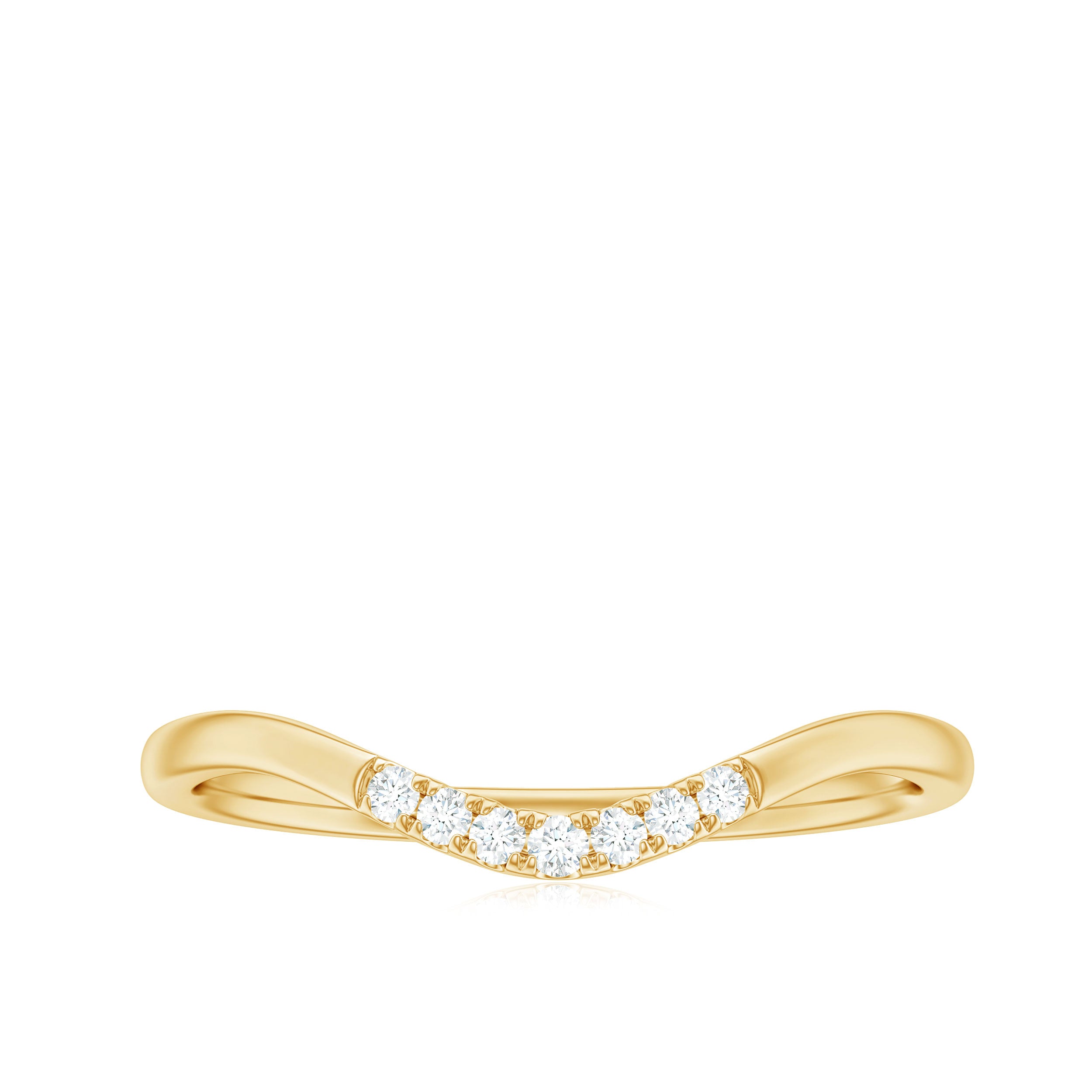 Natural Diamond Curved Stackable Ring in Gold Diamond - ( HI-SI ) - Color and Clarity - Rosec Jewels