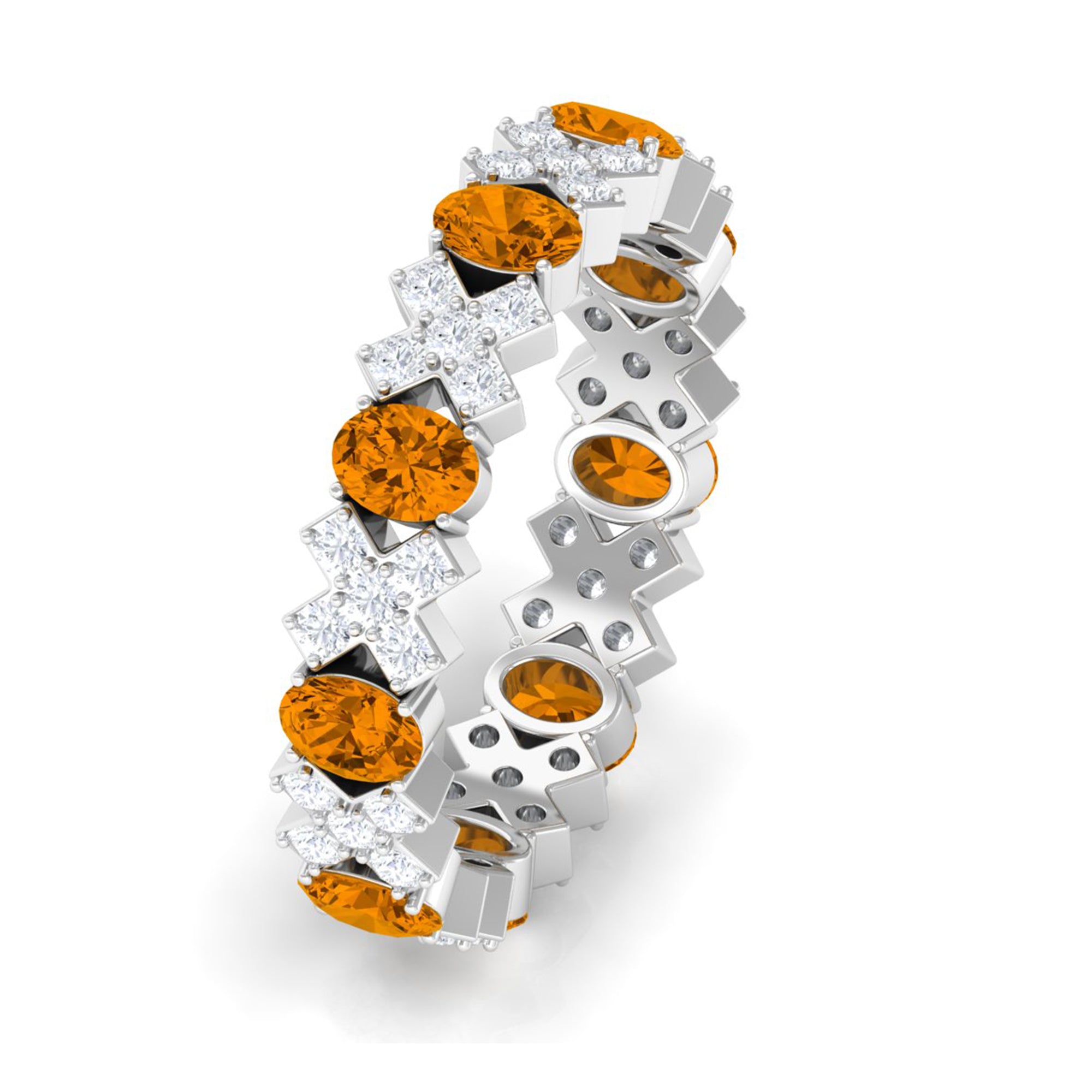 2.50 CT Real Citrine and Moissanite Designer Eternity Band Ring Citrine - ( AAA ) - Quality - Rosec Jewels