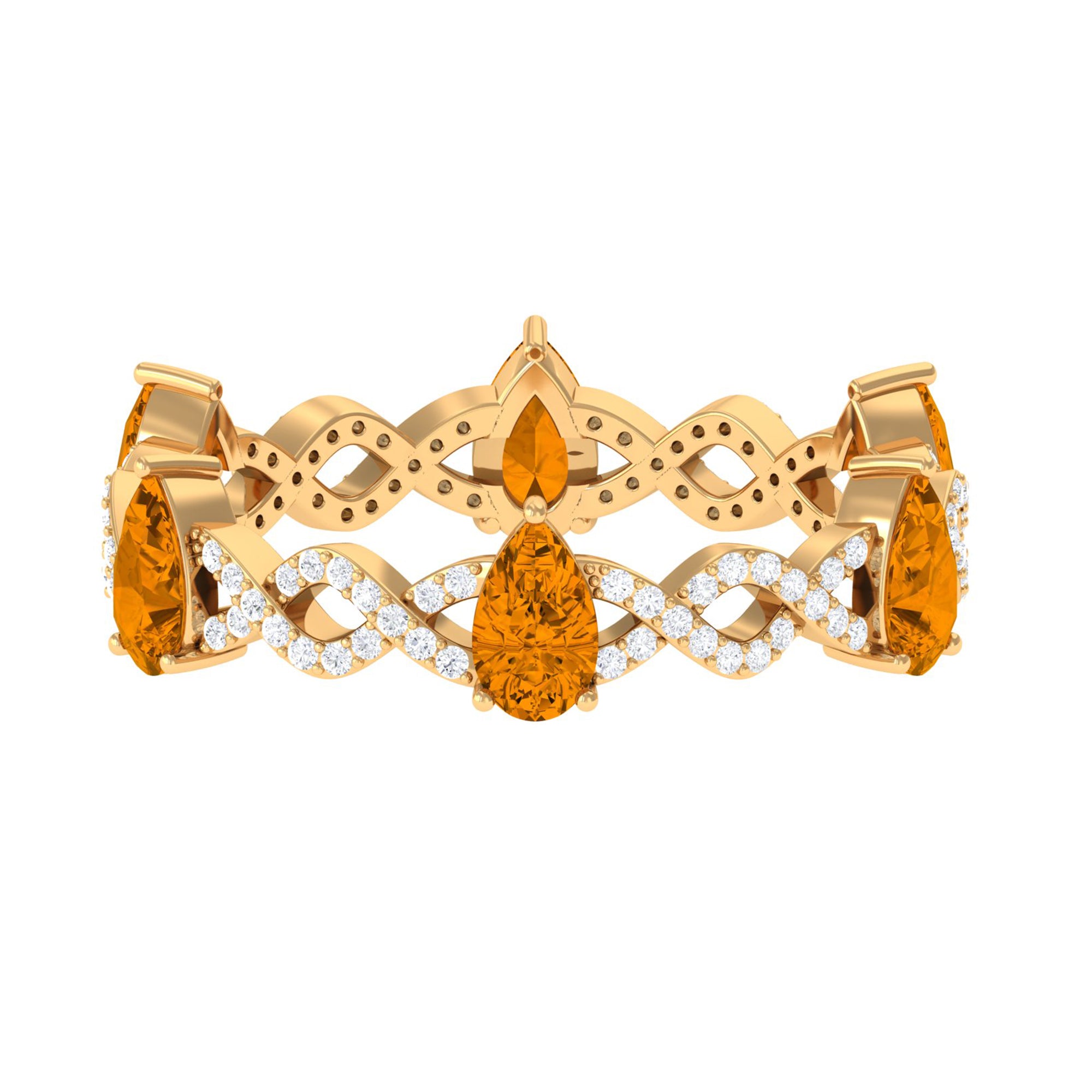 Natural Citrine and Diamond Eternity Ring in Prong Setting Citrine - ( AAA ) - Quality - Rosec Jewels