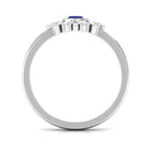 3/4 CT Bezel Set Blue Sapphire Statement Ring with Diamond Blue Sapphire - ( AAA ) - Quality - Rosec Jewels