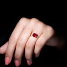 Lab Grown Ruby Solitaire Engagement Ring with Diamond Trio Lab Created Ruby - ( AAAA ) - Quality - Rosec Jewels