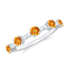 3/4 CT Citrine and Diamond Minimal Stackable Gold Ring Citrine - ( AAA ) - Quality - Rosec Jewels