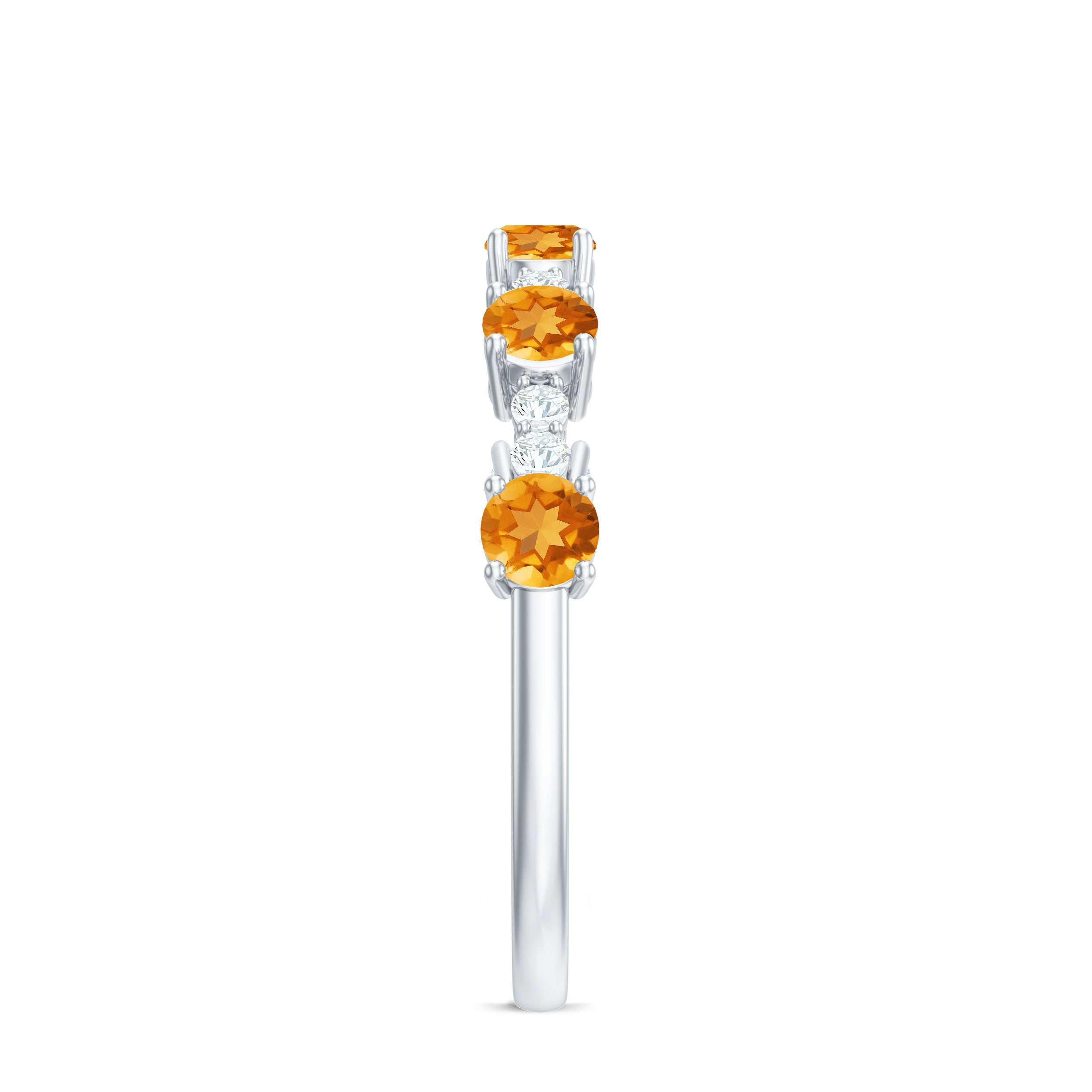 3/4 CT Citrine and Diamond Minimal Stackable Gold Ring Citrine - ( AAA ) - Quality - Rosec Jewels