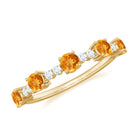 3/4 CT Citrine and Diamond Minimal Stackable Gold Ring Citrine - ( AAA ) - Quality - Rosec Jewels