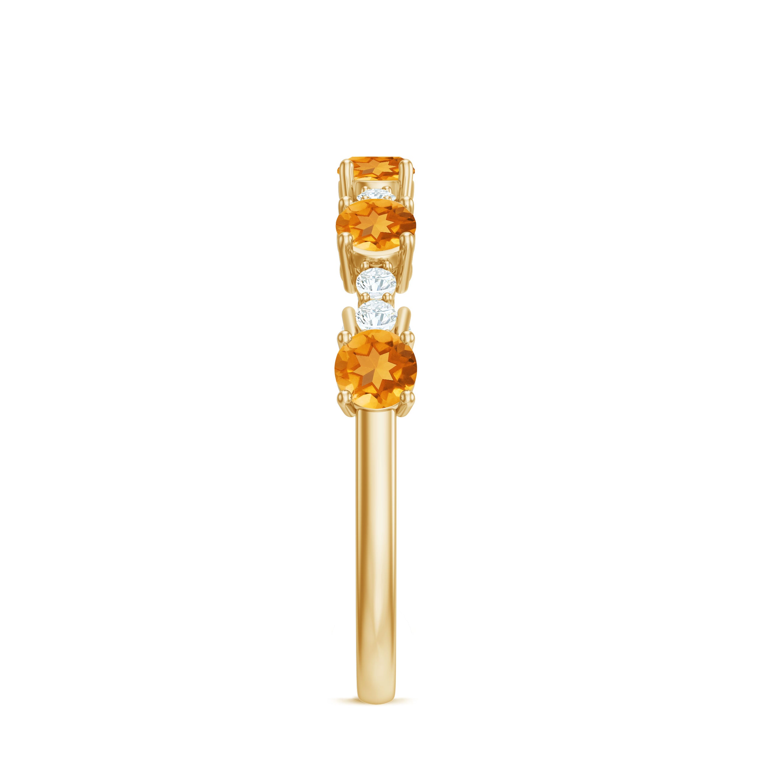 3/4 CT Citrine and Diamond Minimal Stackable Gold Ring Citrine - ( AAA ) - Quality - Rosec Jewels