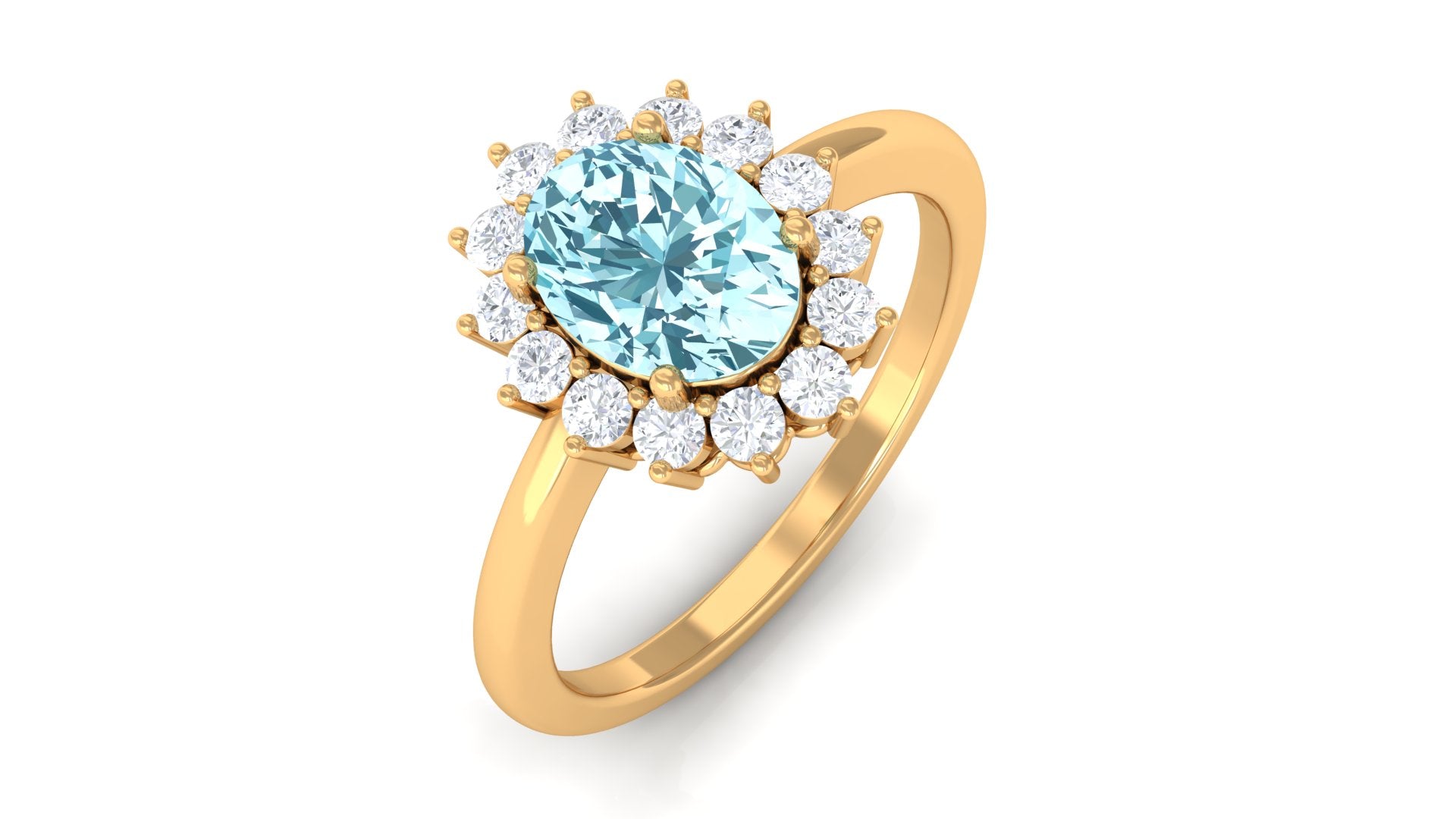 1.5 CT Princess Diana Inspired Aquamarine and Diamond Engagement Ring Aquamarine - ( AAA ) - Quality - Rosec Jewels