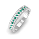 1/4 CT Emerald Designer Wedding Band Ring with Twisted Rope Details Emerald - ( AAA ) - Quality - Rosec Jewels