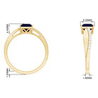 Princess Cut Lab-Created Blue Sapphire Engagement Ring with Diamond Lab Created Blue Sapphire - ( AAAA ) - Quality - Rosec Jewels