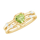 Heart Shape Peridot Solitaire Band Ring with Diamond Stones Peridot - ( AAA ) - Quality - Rosec Jewels