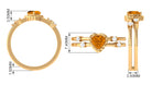 Heart Shape Citrine Solitaire Double Band Ring with Diamond Citrine - ( AAA ) - Quality - Rosec Jewels