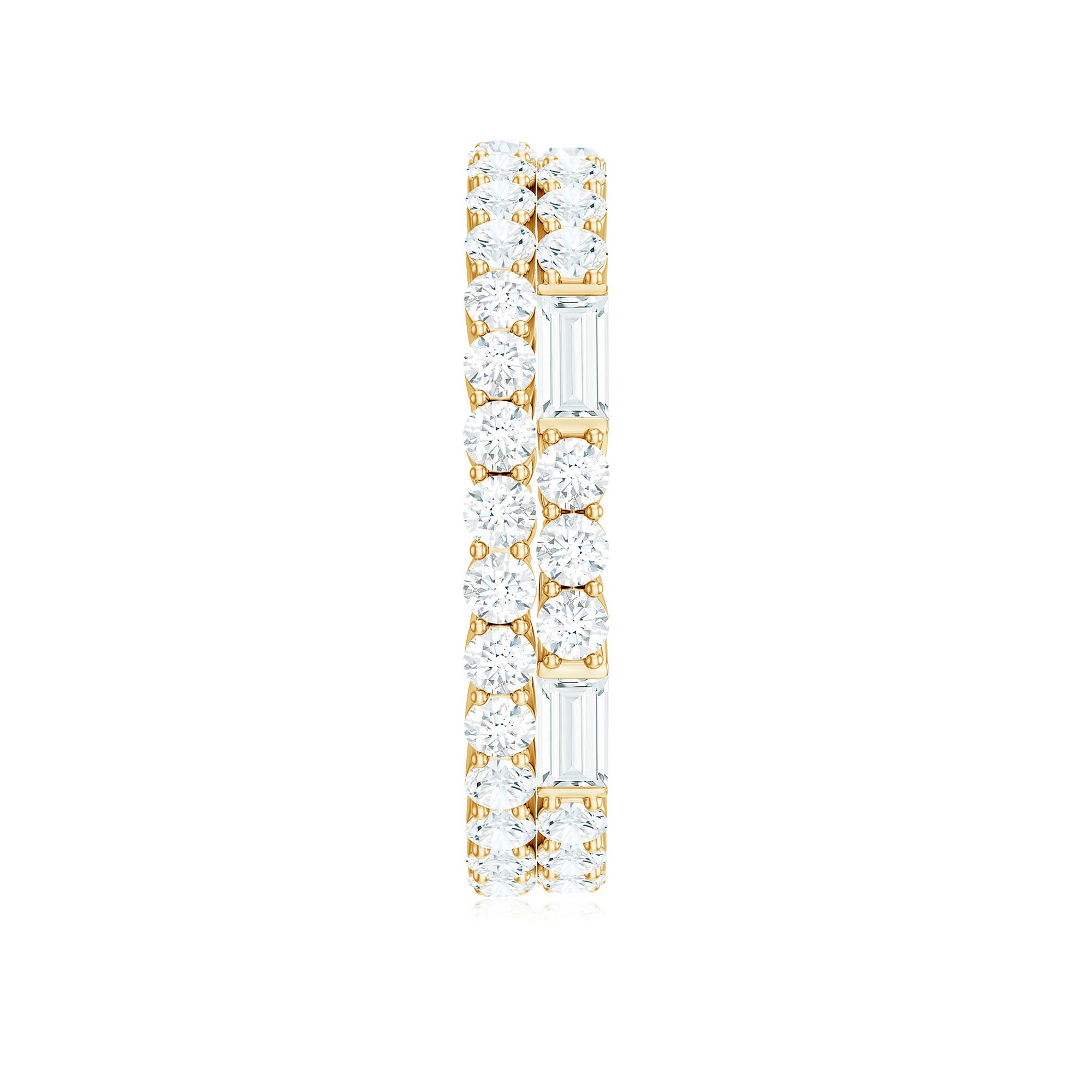 3.75 CT Certified Moissanite Two Row Eternity Ring in Gold Moissanite - ( D-VS1 ) - Color and Clarity - Rosec Jewels