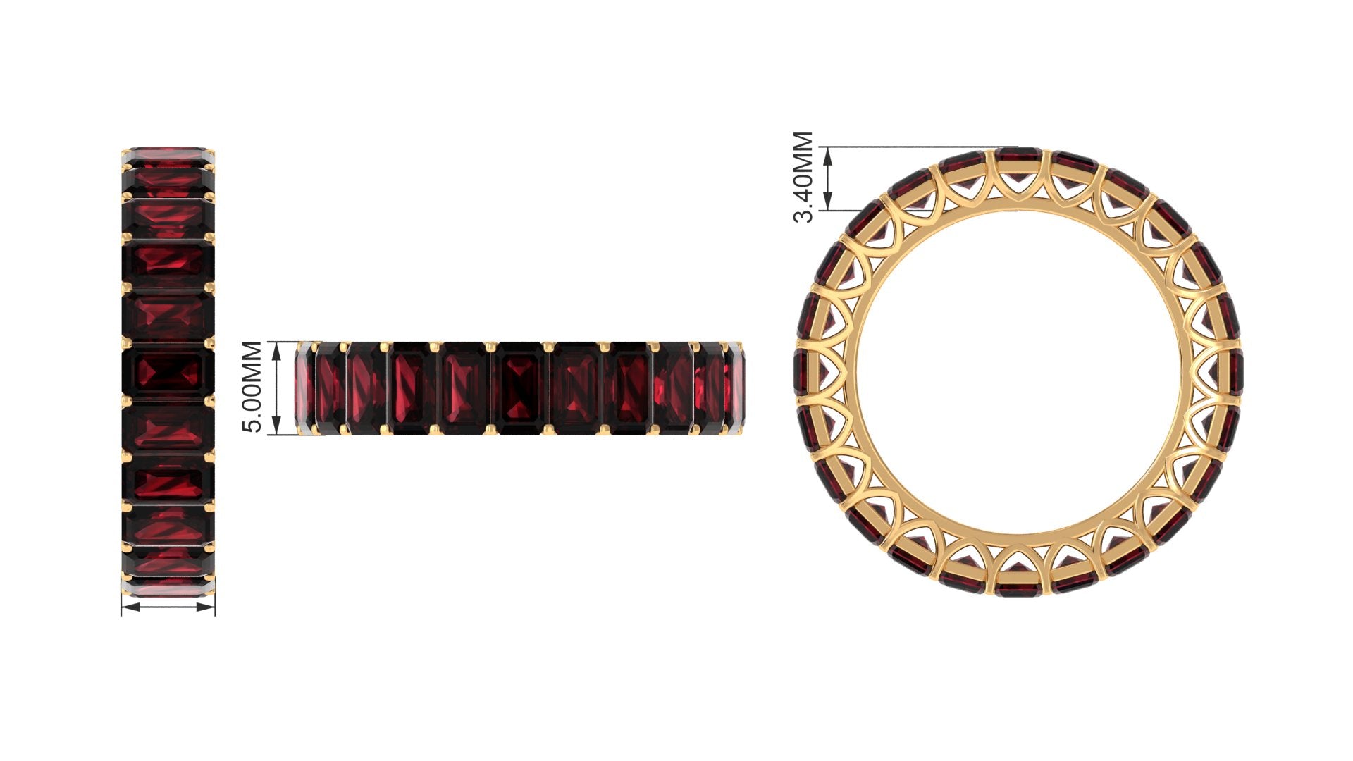 7.25 CT Octagon Cut Garnet Eternity Ring in Prong Setting Garnet - ( AAA ) - Quality - Rosec Jewels