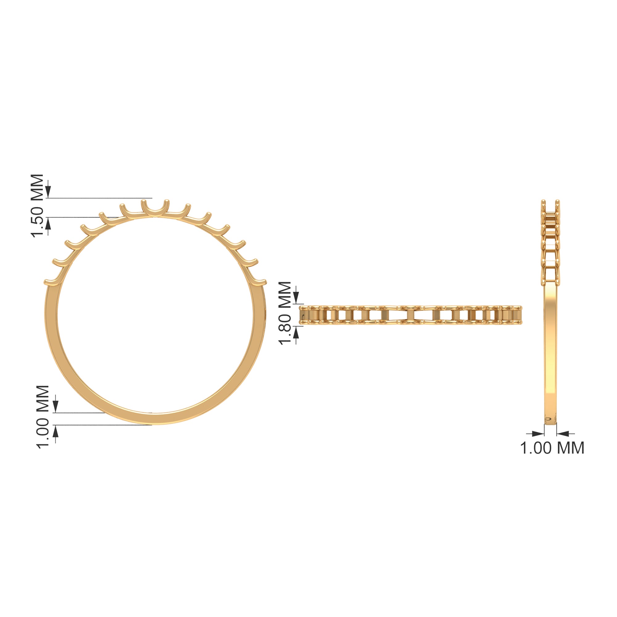 Moissanite Simple Half Eternity Ring in Shared Prong Setting Moissanite - ( D-VS1 ) - Color and Clarity - Rosec Jewels