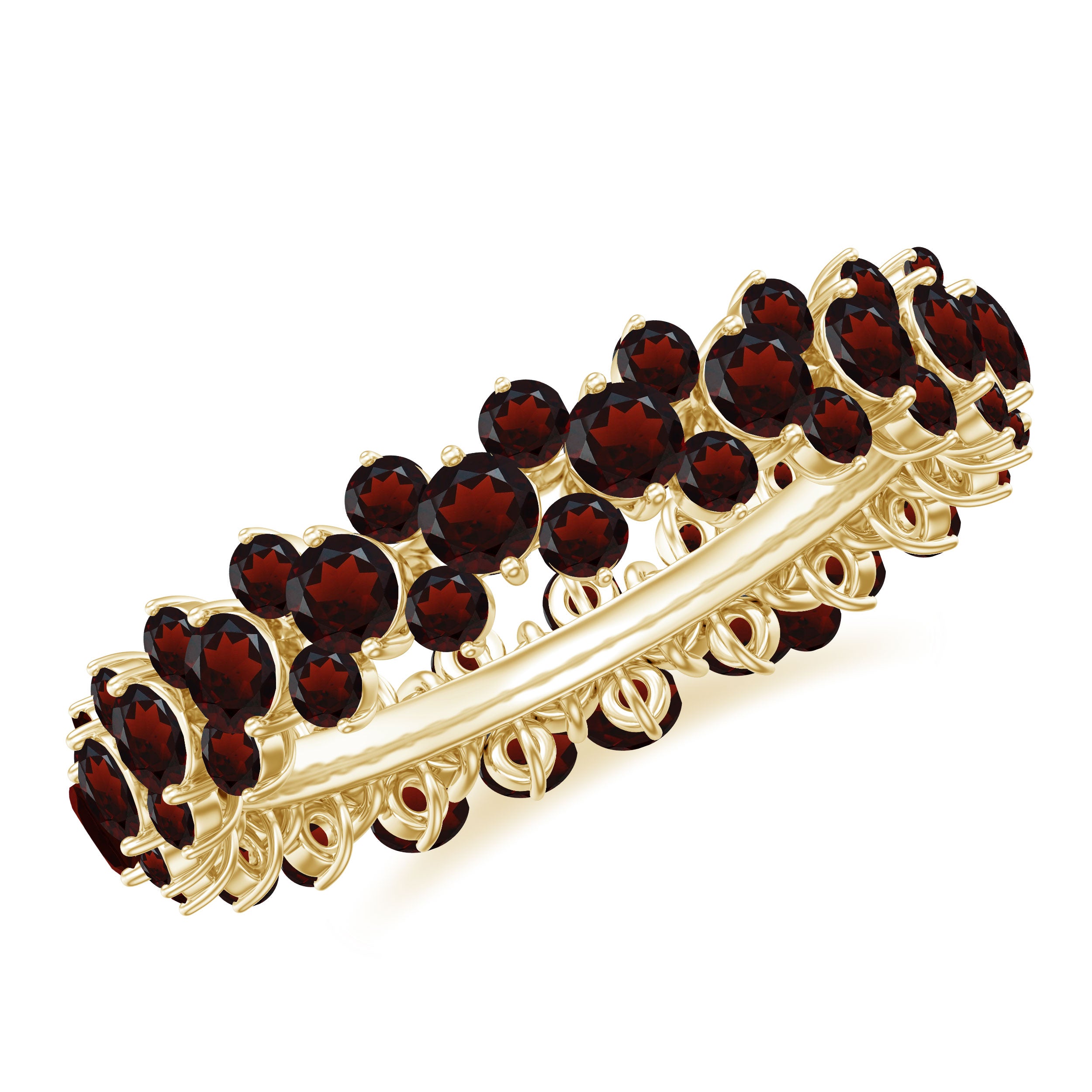 Prong Set Real Garnet Full Eternity Band Ring Garnet - ( AAA ) - Quality - Rosec Jewels