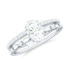 Oval Shaped Moissanite Solitaire Engagement Ring in Gold Moissanite - ( D-VS1 ) - Color and Clarity - Rosec Jewels