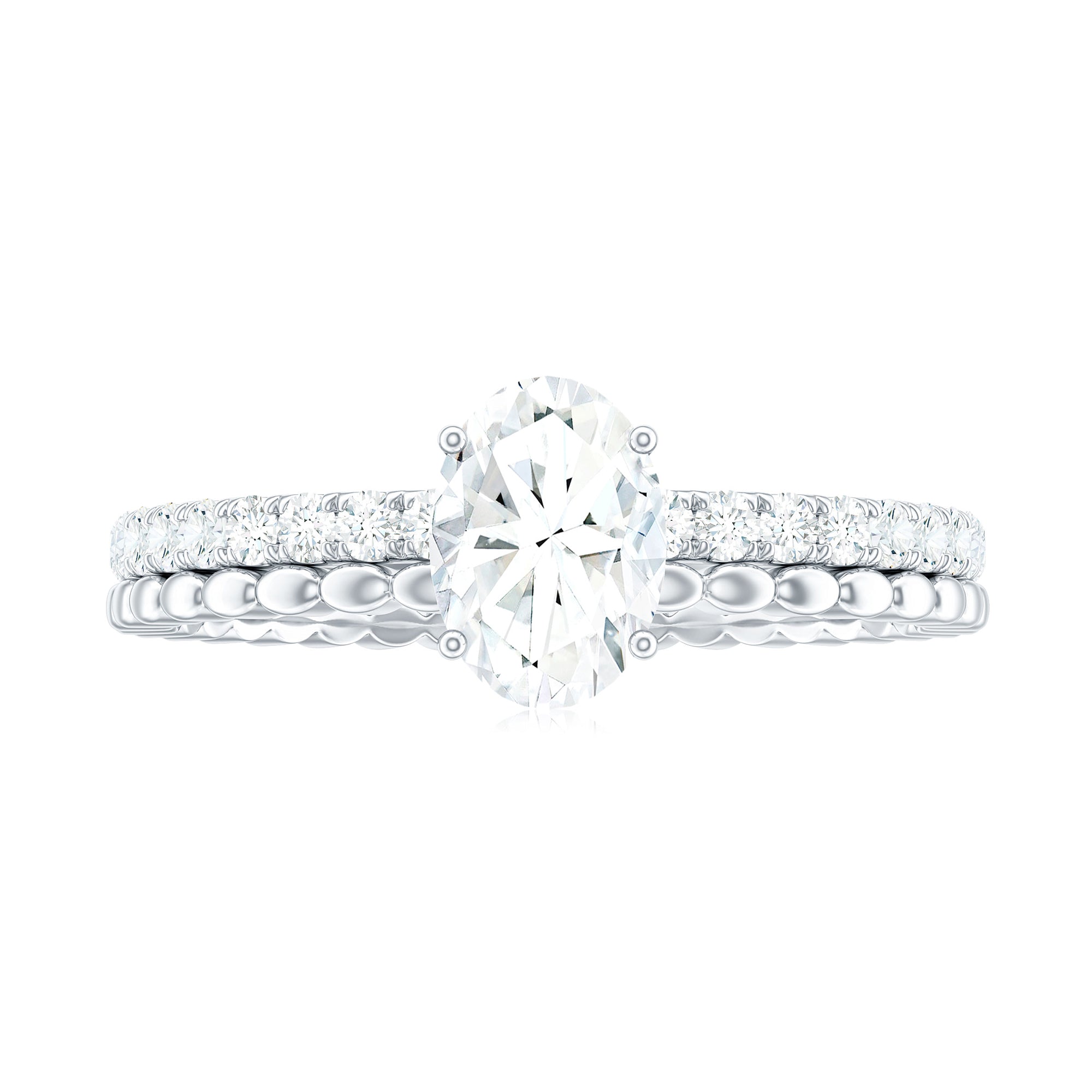 Oval Shaped Certified Moissanite Solitaire Engagement Ring in Gold Moissanite - ( D-VS1 ) - Color and Clarity - Rosec Jewels