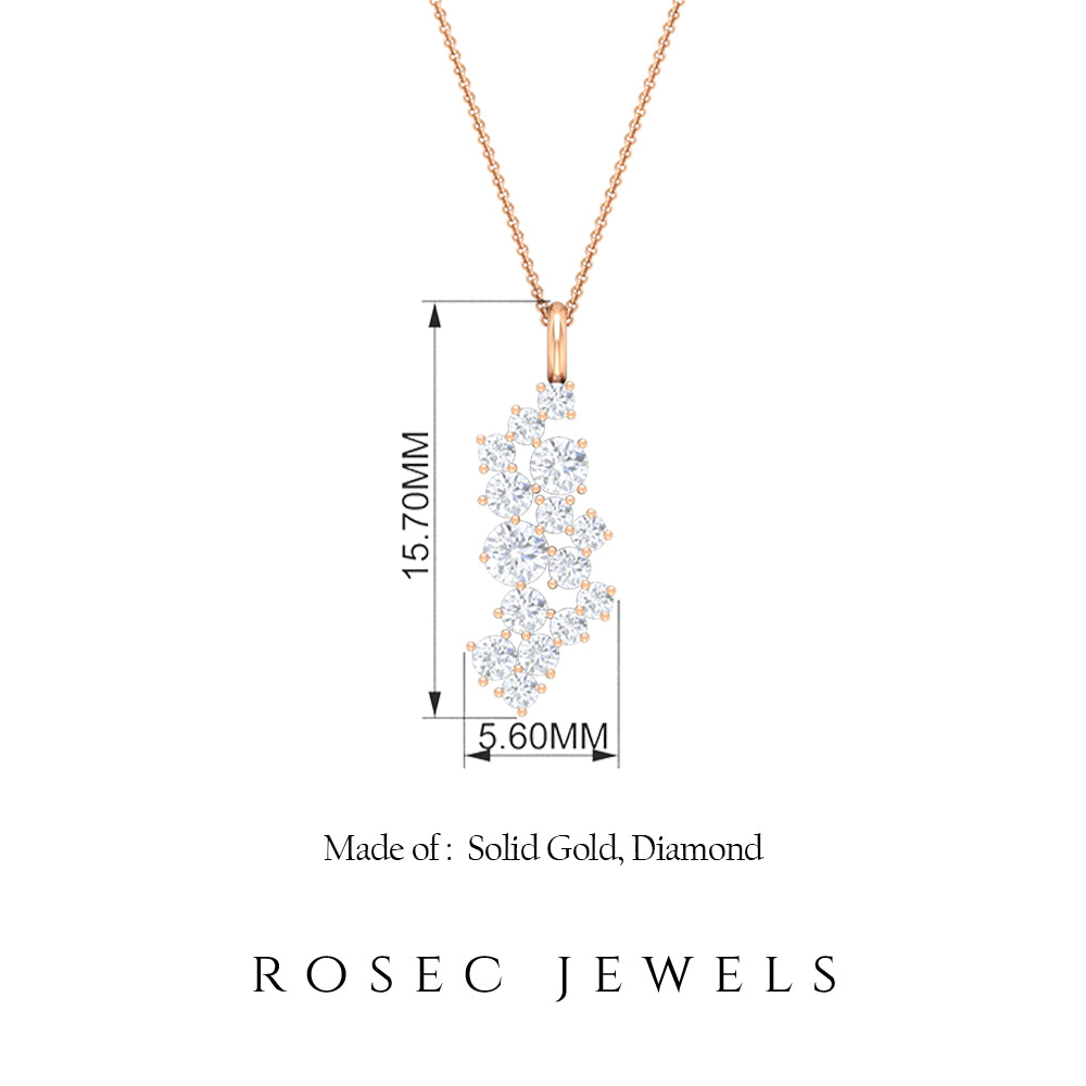 1/2 CT Prong Set Natural Diamond Cluster Pendant Diamond - ( HI-SI ) - Color and Clarity - Rosec Jewels